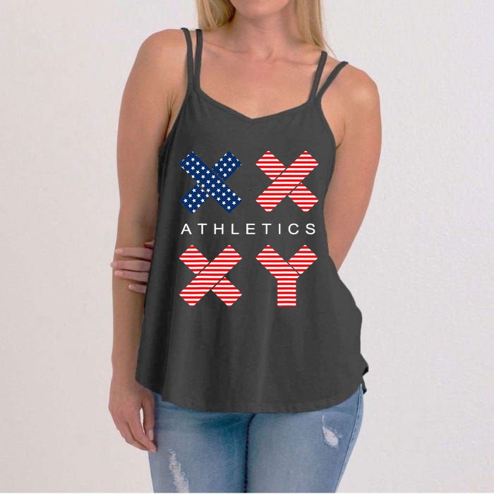 Funny Gender Genetic American Flag Xx Xy Athletics Women's Strappy Tank