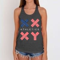 Funny Gender Genetic American Flag Xx Xy Athletics Women's Knotted Racerback Tank