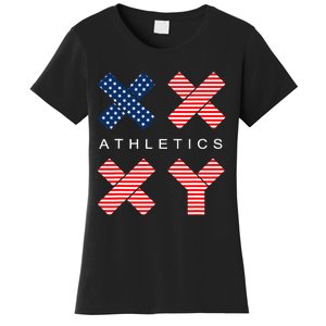 Funny Gender Genetic American Flag Xx Xy Athletics Women's T-Shirt