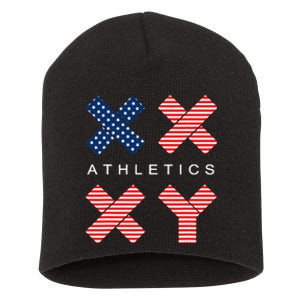 Funny Gender Genetic American Flag Xx Xy Athletics Short Acrylic Beanie