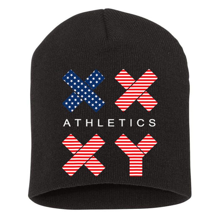 Funny Gender Genetic American Flag Xx Xy Athletics Short Acrylic Beanie