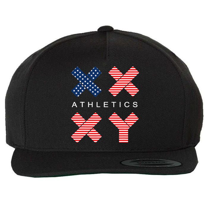 Funny Gender Genetic American Flag Xx Xy Athletics Wool Snapback Cap