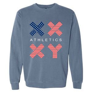 Funny Gender Genetic American Flag Xx Xy Athletics Garment-Dyed Sweatshirt