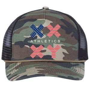 Funny Gender Genetic American Flag Xx Xy Athletics Retro Rope Trucker Hat Cap