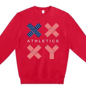 Funny Gender Genetic American Flag Xx Xy Athletics Premium Crewneck Sweatshirt