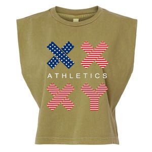 Funny Gender Genetic American Flag Xx Xy Athletics Garment-Dyed Women's Muscle Tee