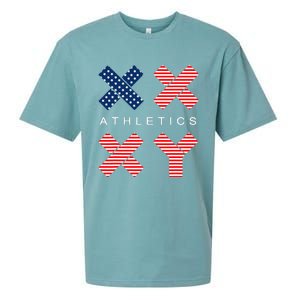 Funny Gender Genetic American Flag Xx Xy Athletics Sueded Cloud Jersey T-Shirt