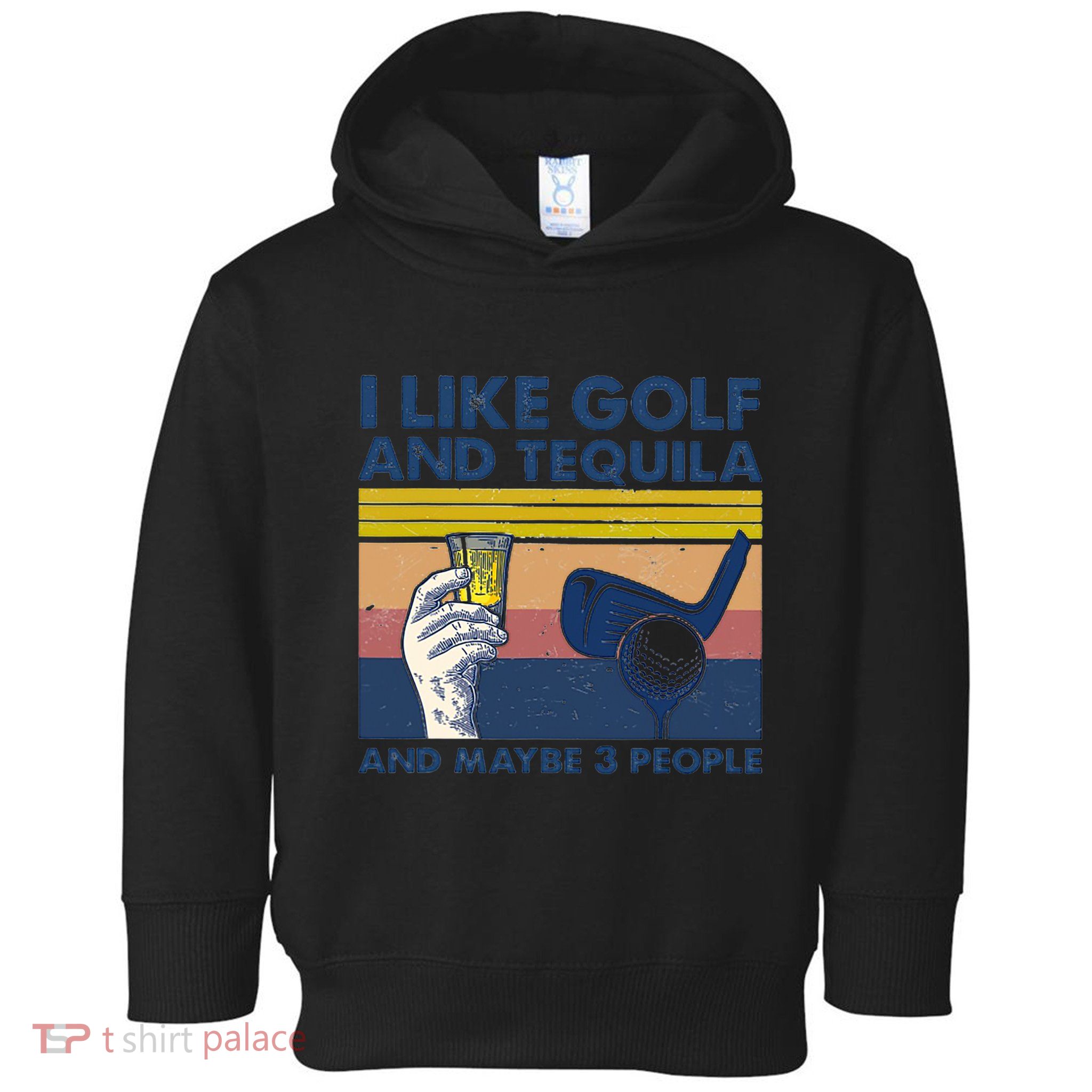 Funny Golf Gift I Like Golf And Bourbon And Maybe 3 People Retro Vintage Toddler Hoodie