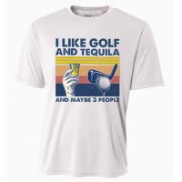 Funny Golf Gift I Like Golf And Bourbon And Maybe 3 People Retro Vintage Cooling Performance Crew T-Shirt