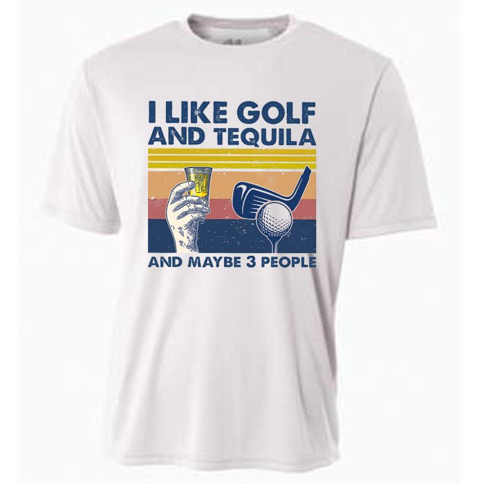 Funny Golf Gift I Like Golf And Bourbon And Maybe 3 People Retro Vintage Cooling Performance Crew T-Shirt