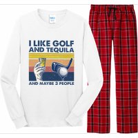 Funny Golf Gift I Like Golf And Bourbon And Maybe 3 People Retro Vintage Long Sleeve Pajama Set