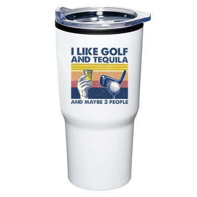 Funny Golf Gift I Like Golf And Bourbon And Maybe 3 People Retro Vintage Tumbler