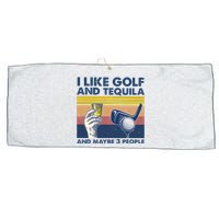 Funny Golf Gift I Like Golf And Bourbon And Maybe 3 People Retro Vintage Large Microfiber Waffle Golf Towel