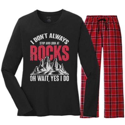 Funny Geologist Gift Professor Rock Collector Geology Women's Long Sleeve Flannel Pajama Set 