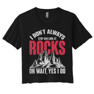 Funny Geologist Gift Professor Rock Collector Geology Women's Crop Top Tee