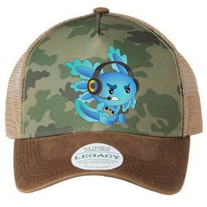 Funny Gamesolotl Gamer Axolotl Gamer Playing Video Games Gift Legacy Tie Dye Trucker Hat