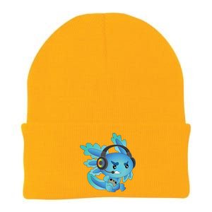 Funny Gamesolotl Gamer Axolotl Gamer Playing Video Games Gift Knit Cap Winter Beanie