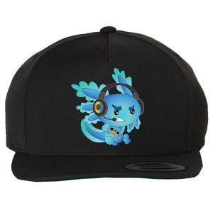 Funny Gamesolotl Gamer Axolotl Gamer Playing Video Games Gift Wool Snapback Cap