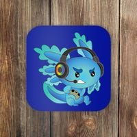 Funny Gamesolotl Gamer Axolotl Gamer Playing Video Games Gift Coaster