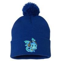 Funny Gamesolotl Gamer Axolotl Gamer Playing Video Games Gift Pom Pom 12in Knit Beanie