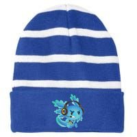 Funny Gamesolotl Gamer Axolotl Gamer Playing Video Games Gift Striped Beanie with Solid Band