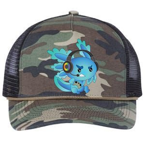 Funny Gamesolotl Gamer Axolotl Gamer Playing Video Games Gift Retro Rope Trucker Hat Cap