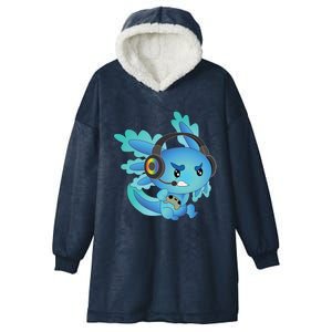 Funny Gamesolotl Gamer Axolotl Gamer Playing Video Games Gift Hooded Wearable Blanket