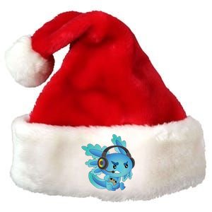 Funny Gamesolotl Gamer Axolotl Gamer Playing Video Games Gift Premium Christmas Santa Hat