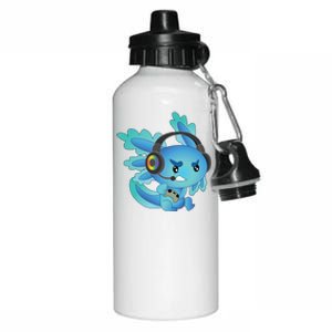 Funny Gamesolotl Gamer Axolotl Gamer Playing Video Games Gift Aluminum Water Bottle