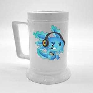 Funny Gamesolotl Gamer Axolotl Gamer Playing Video Games Gift Beer Stein