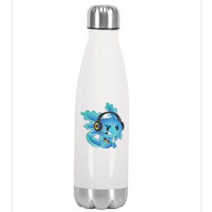 Funny Gamesolotl Gamer Axolotl Gamer Playing Video Games Gift Stainless Steel Insulated Water Bottle