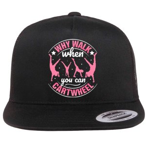 Funny Gymnastics Gymnast Parkour Girls Wo Cool Cartwheel Flat Bill Trucker Hat