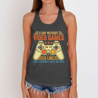 Funny Gaming Gamer A Day Without Video Games Christmas Gifts Women's Knotted Racerback Tank