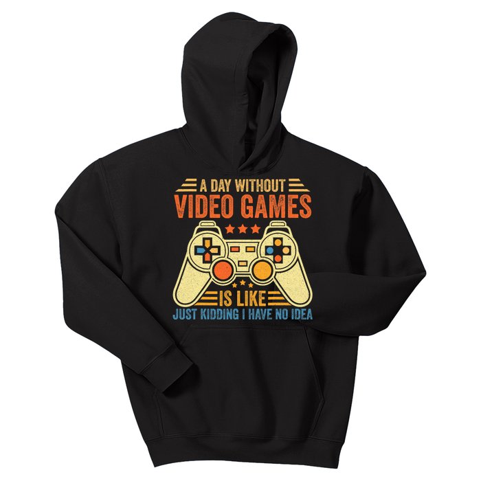 Funny Gaming Gamer A Day Without Video Games Christmas Gifts Kids Hoodie