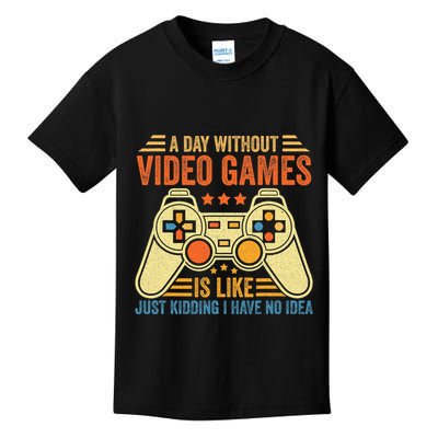 Funny Gaming Gamer A Day Without Video Games Christmas Gifts Kids T-Shirt