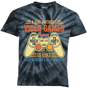 Funny Gaming Gamer A Day Without Video Games Christmas Gifts Kids Tie-Dye T-Shirt