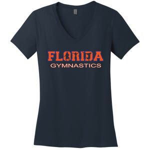 Florida Gymnastics Girl Tumbling Gear Gymnast Aerobic Dance Women's V-Neck T-Shirt