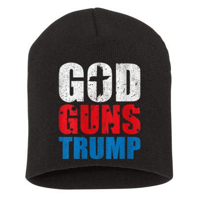 Funny God Guns Donald Trump Vote 2024 MAGA Republican Choice Short Acrylic Beanie