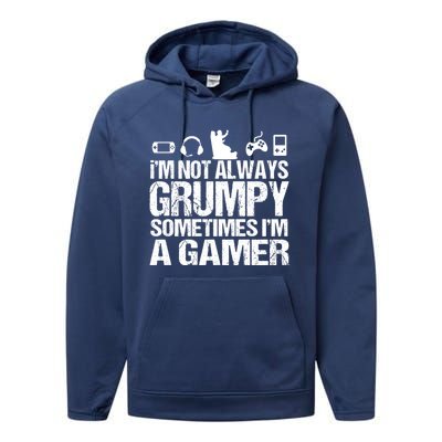 Funny Gaming Grandpa Funny Retired Papa Meaningful Gift Performance Fleece Hoodie