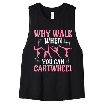 Funny Gymnastics Gymnast Gift For Girls Wo Cool Cartwheel Women's Racerback Cropped Tank