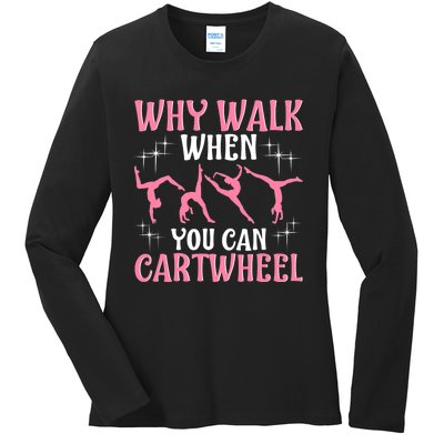 Funny Gymnastics Gymnast Gift For Girls Wo Cool Cartwheel Ladies Long Sleeve Shirt