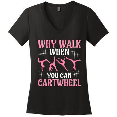 Funny Gymnastics Gymnast Gift For Girls Wo Cool Cartwheel Women's V-Neck T-Shirt