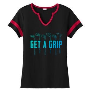 Funny Golfer Golfing Golf Get A Grip Golf Gift Ladies Halftime Notch Neck Tee