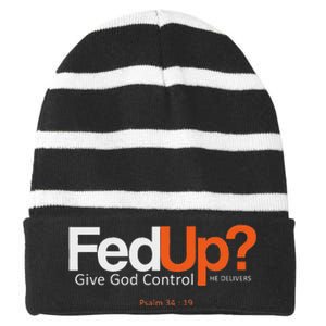 Fedup Give God Control Striped Beanie with Solid Band