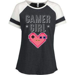 Funny Gamer Girl Gift Cute Video Games Player Women Cutens Enza Ladies Jersey Colorblock Tee