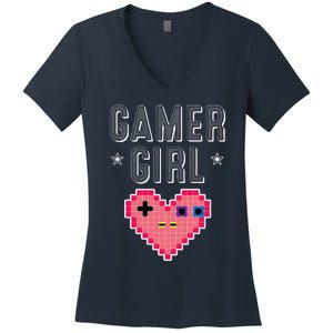 Funny Gamer Girl Gift Cute Video Games Player Women Cutens Women's V-Neck T-Shirt