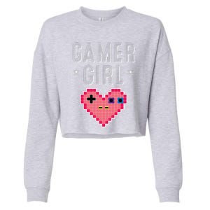 Funny Gamer Girl Gift Cute Video Games Player Women Cutens Cropped Pullover Crew