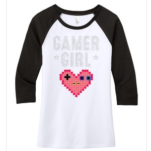 Funny Gamer Girl Gift Cute Video Games Player Women Cutens Women's Tri-Blend 3/4-Sleeve Raglan Shirt