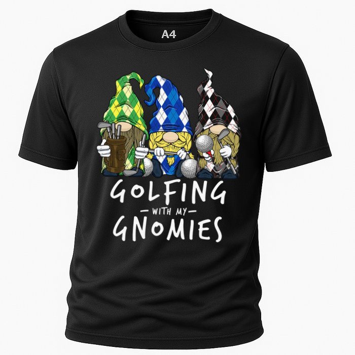 funny Golf Gnomes Golfing with My Gnomies for Golfer Cooling Performance Crew T-Shirt