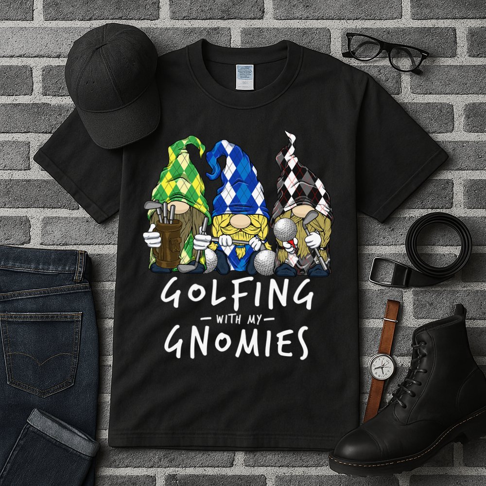 funny Golf Gnomes Golfing with My Gnomies for Golfer Tall T-Shirt